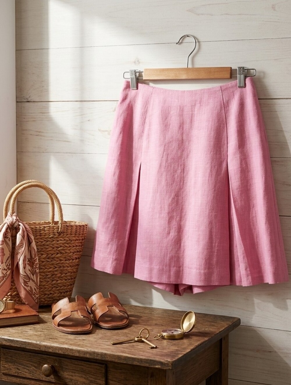 Vintage Koret of California Pink A-line textured Skirt Skort Shorts Size 12